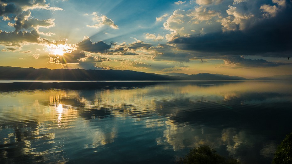 Sunset Ohrid lake Albania