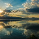 Sunset Ohrid lake Albania